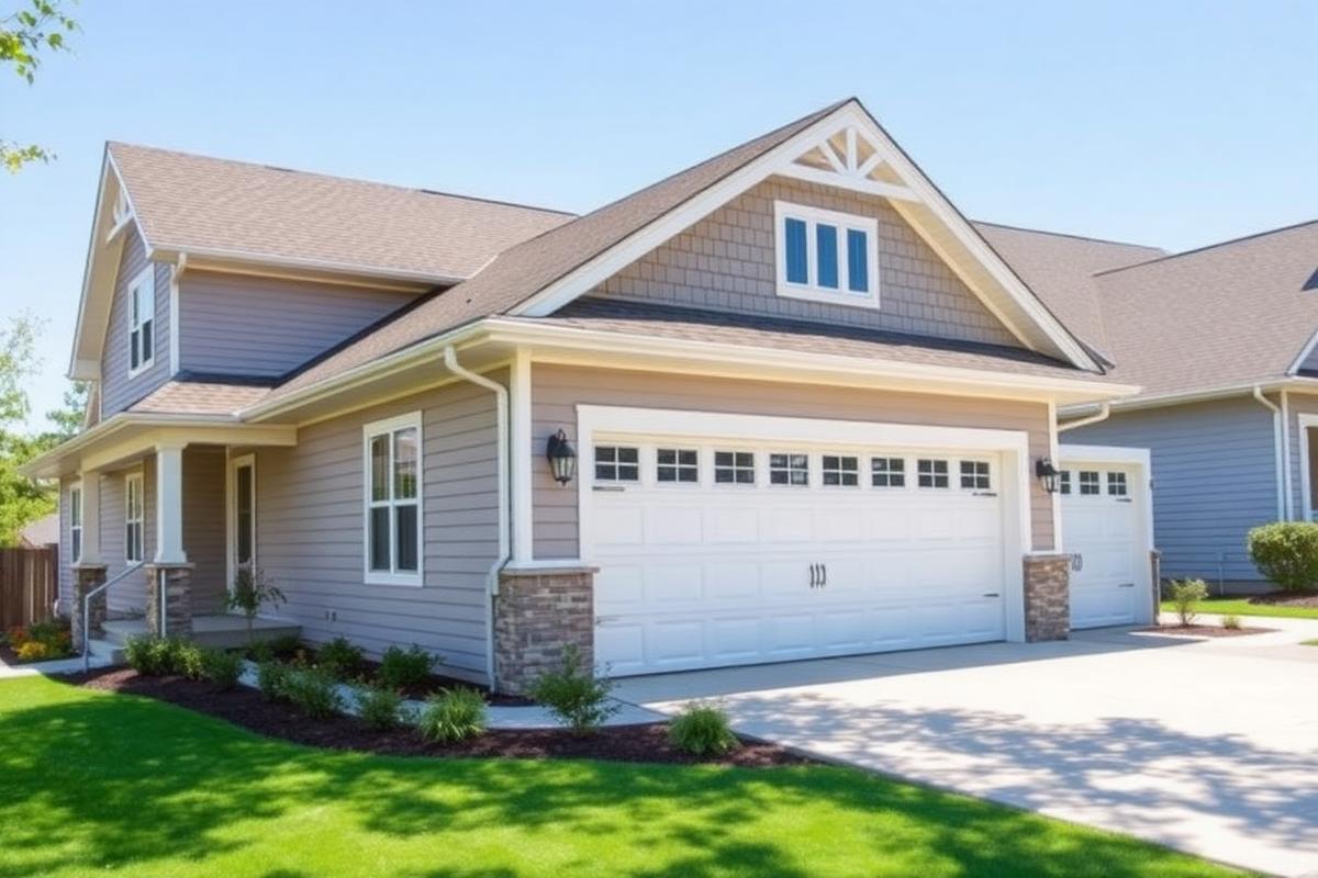 garage builder sioux falls, attached two car garage exterior matching the home siding